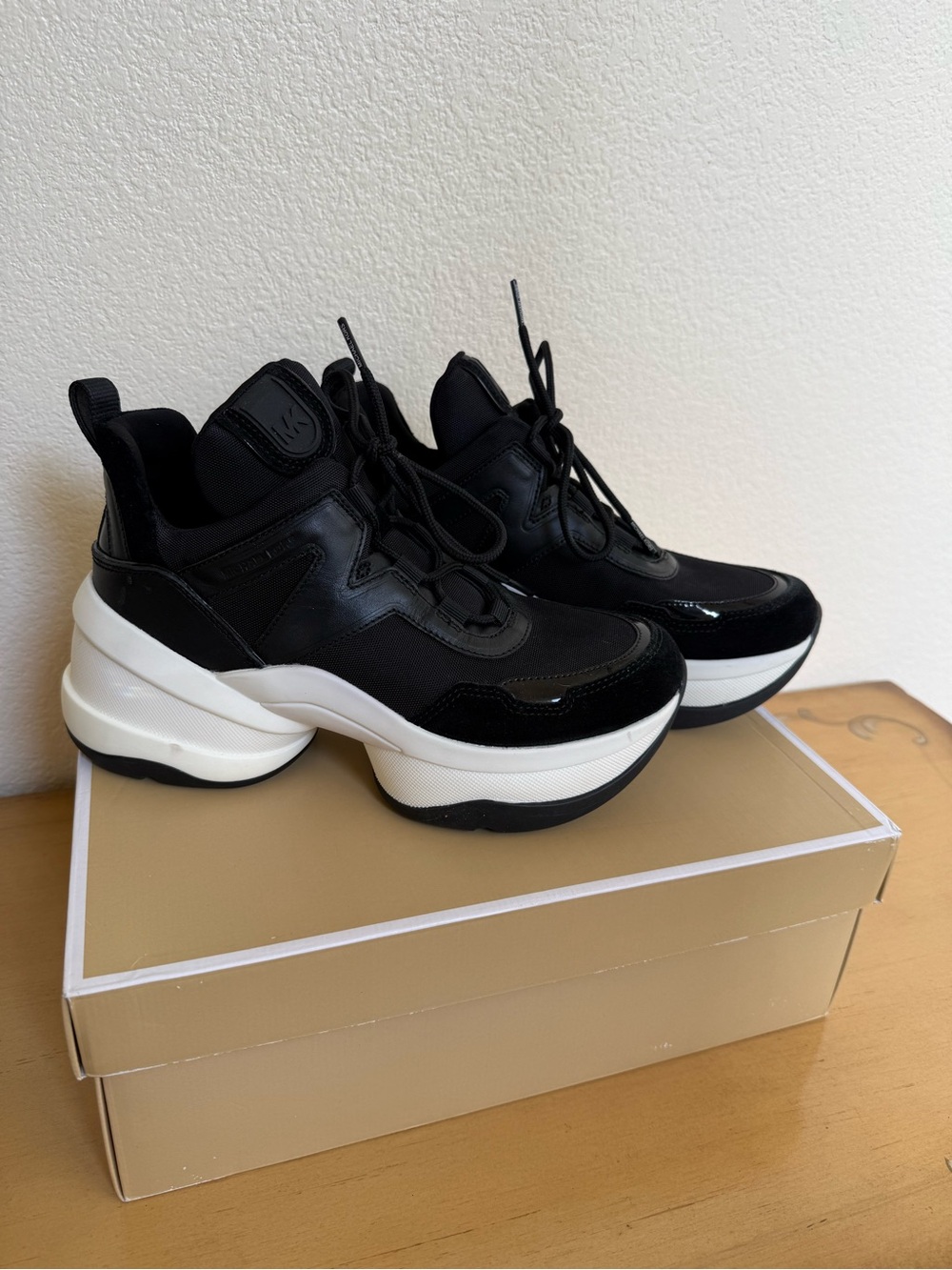 Michael Kors Black and White Chunky Platform Sneakers